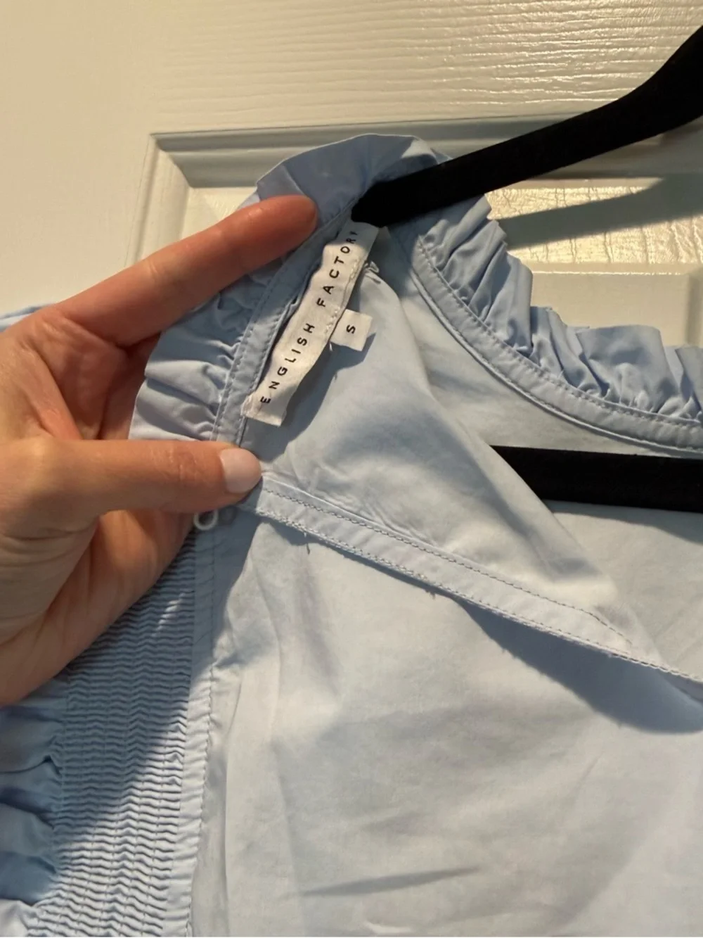 English Factory Light Blue Ruffle-Sleeve Blouse - Picture 5 of 7